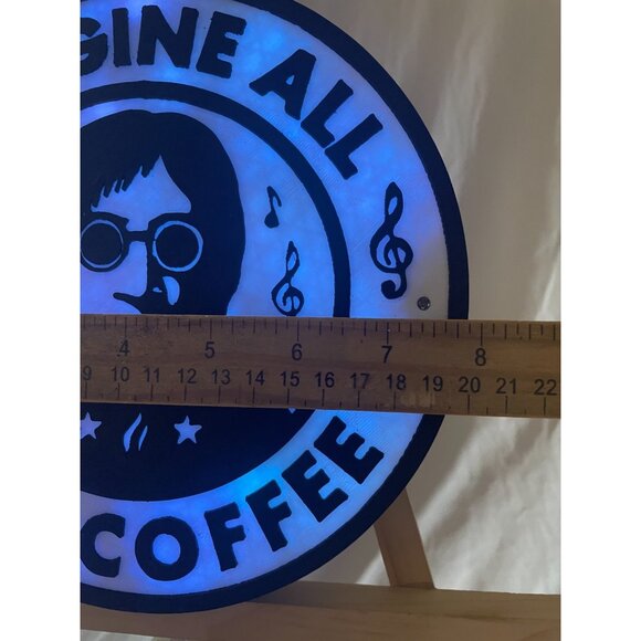 John Lenon The Beatles inspired 3d printed wall led lamp IMAGINE ALL THE COFFEE - Picture 4 of 6